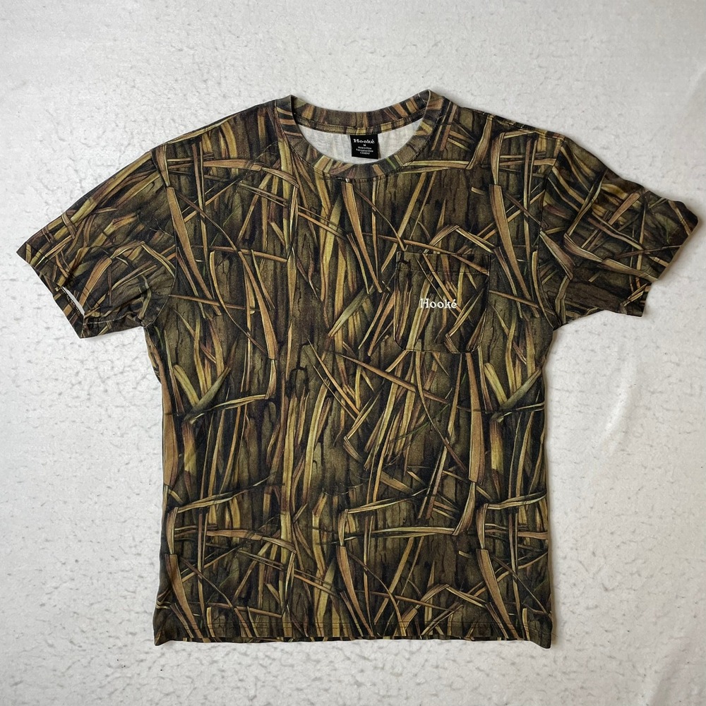 Hooke Pocket Tee Mens Medium Brown Reed Camo Short Sleeve Cotton Hunting Shirt